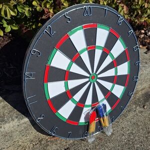 NEW Real Dartboard with Darts Wall Hanging Game Man Cave Gift for Him Basement